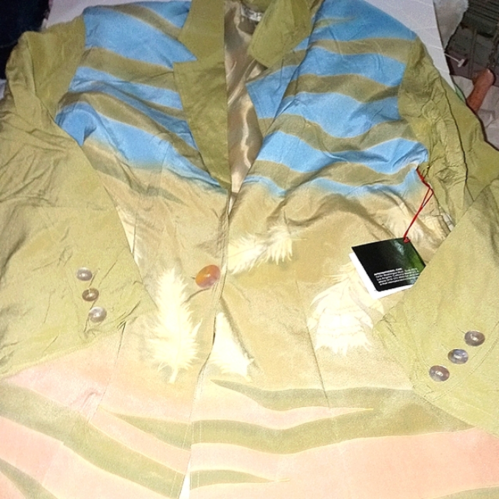 Vintage hand painted 💯 silk Blazer NWT